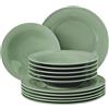 SELTMANN WEIDEN - Servizio da tavola 12 pezzi BT - Beat - Forma: rotonda con sollievo, stile moderno, verde salvia - Color Glaze