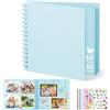 DazSpirit Album Fotografico Personalizzabile, 8-inch Album Foto, Scrapbook Quadrato con Copertina Rigida con 5 adesivi, Album Fai Da Te per Matrimoni, Neonati e Anniversari, 60 Pagine, Blu