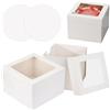 Jinsion 2 Pezzi Scatola per Torta,25.4x25.4x20 cm Scatole per Dolci in Cartone,Scatola Torta con Finestra e Sottotorta Rotondo,Porta Torta Carta,Scatole per Torte Bianca per Cupcakes,Torte,Ciambelle,Biscotti