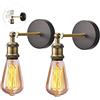 HTRUIYATY 2 Pezzi Retro Testa in rame Lampade da Parete Regolabile Industriale E27 Vintage Parete Lampada Portalampada per Cucina Sala da Pranzo Bar Decorazione Illuminazione