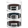 FNG8 Organizer Cinture a 3 Livelli - Porta Cinture Trasparente Rotondo con Coperchi Magnetici - Organizer Trasparente in Plastica Impilabile - Espositore Cinture, Gioielli, Porta Orologi Uomo, Trucchi