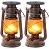 Hzitcigm Lanterna Solare Vintage da Esterno, 2 Pezzi Lanterne Solari Effetto Fiamma