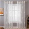 MIULEE Tende per Interni Moderne 2 Pezzi 140x290 CM, Voile Tenda Finestra Bianche Interno Salotto, Tenda Trasparente con Ricami a Foglie Motivi, Fantasia Tende Camera da Letto Soggiorno Occhielli
