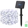 Dalugo Luci Esterno Solare, 5M 50LED Bianco Freddo Lucine Esterno Energia Filo di Rame Solare all'aperto Resistente alle Intemperie per Giardino, Cortile, Albero, Festa, Compleanno, Natale
