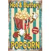 GLOBLELAND Targa In Metallo Vintage Popcorn Personaggio Dei Cartoni Animati Targa In Ferro 12x8 Pollici Retro Deliziosi Popcorn Divertente per Porta Della Stanza di Latta Targhe In Grotta