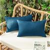 Woaboy 2 pezzi Federe per Cuscini in Lino Impermeabile Aria aperta Divano Confortevole Moderno Morbido Durevole Cerniera Invisibile per Cortile Giardino Soggiorno Balcone 30X50 CM Blu scuro