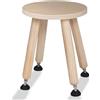Cateam Sgabello in legno per bambini e bambini - Set da 1 - Naturale - Sgabello per bambini con gambe estensibili - Sgabello da tavolo sensoriale - Pouf rotondo per bambini con piedi di livellamento