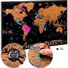 Atlas & Green Atlas&Green - Mappa del mondo da grattare, ultra dettagliata con tutti gli Stati Uniti, kit di accessori e tubo regalo, 70 x 42 cm Marrone