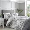 Catherine Lansfield Elinda - Set copripiumino matrimoniale reversibile con federe, motivo floreale, colore: grigio
