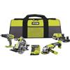 Ryobi RCK184O-242SZL, Kit Utensili da 4 pezzi, Trapano Avvitatore + Smerigliatrice Angolare + Levigatrice + Sega Circolare, 1 Batteria 4.0Ah e 1 Batteria 2.0Ah + Caricabatterie e Borsa Portautensili