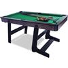 HLC Tavolo da Biliardo 5 Piedi,Biliardo Pieghevole,Biliardo da Casa,Bambino Tavolo Biliardo，Robusto e Salvaspazio，Set Completo di Accessori，Adatto a Bambini e Adulti