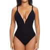 Joyshaper Body Modellante Donna Pancia Piatta Shapewear Body Contenitive Push Up Perizoma Bodysuit Top con Scollo a V Profondo, Nero, M