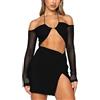 Yowablo Vestito Sexy Temperamento di Moda Vestito Avvolgente a Fessura Sexy Sottile Vita Elastica Senza Spalline Pacchetto Manica Abito Anca Sexy Natiche Abiti da Sposa Lunghi