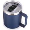 Volhoply Tazza da caffè in acciaio inossidabile isolata da 420ml con coperchio a prova di perdite, tazza da viaggio a doppia parete con isolamento sottovuoto e manico, termo in metallo, tazza per