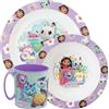Sorrisini Set Stoviglie Riutilizzabili Per Bambini Gabby, Piatti Plastica Per Asilo, Scoula, Piatto, Ciotola, Tazza 350ml, Set Svezzamento Prima Pappa Bebé Andata Per Microonde, Gabby Space