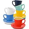 Cosumy Set di 6 Tazzine da Caffè Espresso Colorate - Con Piattini - Ceramica Colorate - Lavabile in Lavastoviglie - 70ml - Impilabili