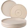 MIAMIO - Set di piatti per 4 / Set di stoviglie per 4 persone, gres opaco beige, lavabile in lavastoviglie e adatto al microonde - Collezione Sierra (chiaro, Piatti grandi (4x))