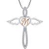 FJ Collana Lettera M Argento 925 Donna Collana con Ciondolo Angelo Custode Collana Iniziale Alfabeto con Zirconia Cubica Gioielli Regalo per Donna