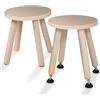 Cateam Sgabello in Legno per Bambini e Neonati - Set di 2 - Naturale - Gambe Allungabili Sedia per Bambini - Sgabello da Tavolo Sensoriale - Sgabello Rotondo per Bambini con Piedini Livellanti