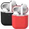 Molylove Compatibile con AirPods 2 Custodia in Silicone, 2X Case per Airpods Custodia Cover Custodia protettiva in silicone antiurto [Supporto ricarica wireless] (AirPods 2, Rosso + Nero)