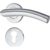Yale Set di maniglieL 90 Curved in acciaio inossidabile per porta con rosetta per cilindro europeo 35-S1LC-RRCY-88-3101, satinate, design moderno, adatto per porte interne ed esterne