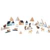 Janod Set di 34 cubi in Legno Massiccio, Tema Montagna innevata, Complemento Ottime ai tappetini per Auto, Gioco di Costruzione, Sviluppa l'immaginazione, Giocattolo in Legno FSC, da 2 Anni