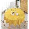 meioro Tovaglia Rotonda Tovaglia in cotone e lino Tovaglie semplici in twill Tovaglietta adatta per la decorazione della cucina domestica, varie dimensioni(Giallo,120 cm di diametro)