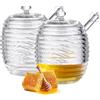 Osuter Vaso per Miele Trasparente, Barattolo Per Miele Con Cucchiaio Miele Bicchiere Trasparente Vasetto Vaso Trasparente per Miele per La Cucina di