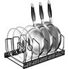 Fousenuk Porta Coperchi Pentole, Organizer Padelle con 7 Scomparti Regolabili, Porta Padelle, Portacoperchi Regolabile, Supporto per Coperchio in Metallo, Contenitore da Cucina (Nero)