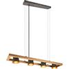 meineWunschleuchte Lampadario a sospensione a 4 luci con travi in legno e faretti orientabili, larghezza 100 cm