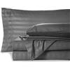 HUNTER BEDDING Set di lenzuola in 100% cotone egiziano, 6 pezzi, a fiocco lungo 400 fili, profonde 32 cm, set di lenzuola in rasatello per il raffreddamento - strisce grigio scuro, per letto matrimoniale