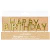 ScrapCooking - Candele Dorate Happy Birthday - Candele di compleanno oro Lettere - Decorazione per bambini adulti - Paraffina con picchi - Accessorio per feste pasticceria - 4824