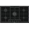 Hisense GED973B Piano Cottura a gas cm. 88, Vetro Nero, Griglie in Ghisa, 1 Bruciatore WOK