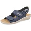Fly Flot Badia, Ciabatte Donna in Ecopelle, Aperte con Doppio Strappo Regolabile, Sottopiede Anti-Shock in Pelle, Blu, 39, Sandali EU