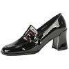 QUEEN HELENA Mocassini con Tacco Francesine Casual Eleganti Donna ZM9509 (Nero, Sistema Taglie Calzature EU, Adulto, Donna, Numero, Media, 36)