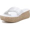 QUEEN HELENA Sabot Ciabatte di Pelle con Zeppa a Fascia Incrociata Donna 3322-3156 (Bianco, Sistema Taglie Calzature EU, Adulto, Donna, Numero, Media, 39)