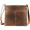 Moonster Borsa Donna in Vera Pelle Leggera, Grandezza Media - Marrone Scuro - Tracolla Pieno Fiore con 3 Zip + 2 Tasche Slip e Portachiavi Interno