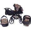 GaGa Dumi GagaDumi Urbano Passeggino TRIO Baby Carrozzina 3in1 Seggioliono OVETTO AUTO,Fatto nell'Unione Europea (U9-Paradise)