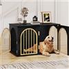 Hzuaneri 100cm Gabbia per Cani, Tavolo Supplemento, Cuccia Moderna per Cani Interno, Kennel cane Medio, Casetta per Animali, 3 porte, Porta ad arco, 60 x 100 x 63 cm, Oro Nero DFC84104A