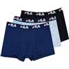 Fila Underwear Set 3 Boxer Uomo Puro Cotone Made in Italy Moda Egidio (M, Navy Grigio Nero)