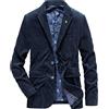 Bciopll Giacca da uomo in velluto a coste Giacca Oversize Casual Suit Cappotti, Blu, XXL
