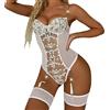 Generico Vestito Un Pezzo Ricamato Top di Lingerie per Le Donne Che Escono Sexy Esotico Abiti di Lingerie Sexy per Le Donne Senza Cavallo Zip su Stampa Floreale Troia Carino Babydoll Body