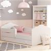 Kids Collective Letto per bambini 80 x 160 cm con materasso e cassetto, rete a doghe e protezione anticaduta rimovibile Letto per bambini Letto completo Letto per bambini Letto singolo Letto completo in bianco