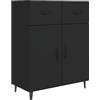 imasay Credenza Nera 69,5x34x90 cm in Legno Multistrato con 2 ante e 2 cassetti，Madia Soggiorno Moderna，Mobile Bar Per Casa Salotto