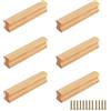 GOIEHIR Maniglie in Legno, Spaziatura Dei Fori 96 mm, 6 Pezzi Pomelli Cassetti per Mobili Cucina in Legno con Viti, per Mobili, Adatta per Armadi, Comodino
