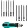 QIANCSJ Set di 12 cacciaviti Torx, 1/4, 100 mm, set di punte lunghe con manico, T6-T40 S2 in acciaio magnetico