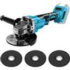 Roadtime Smerigliatrice angolare a batteria compatibile con batteria Makita da 18 V, 900 W, 100/125 mm, smerigliatrice angolare senza spazzole con 3 dischi abrasivi e impugnatura aggiuntiva per separare,