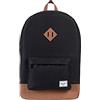 Herschel Heritage, Zaino Unisex Adulto, Black/Tan Synthetic Leather, Taglia unica