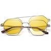 kachawoo Occhiali magnetici polarizzati clip on occhiali da sole per uomini donne UV400 metallo poligono occhiali moda, argento con giallo, L
