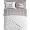 PENSIERI DELICATI Completo Letto Matrimoniale, Flanella 100% Cotone Caldo e Morbido, 2 Piazze 180x200cm, Include Lenzuolo Sotto, Sopra e 2 Federe, Made in Italy, Tartan Cervo Beige